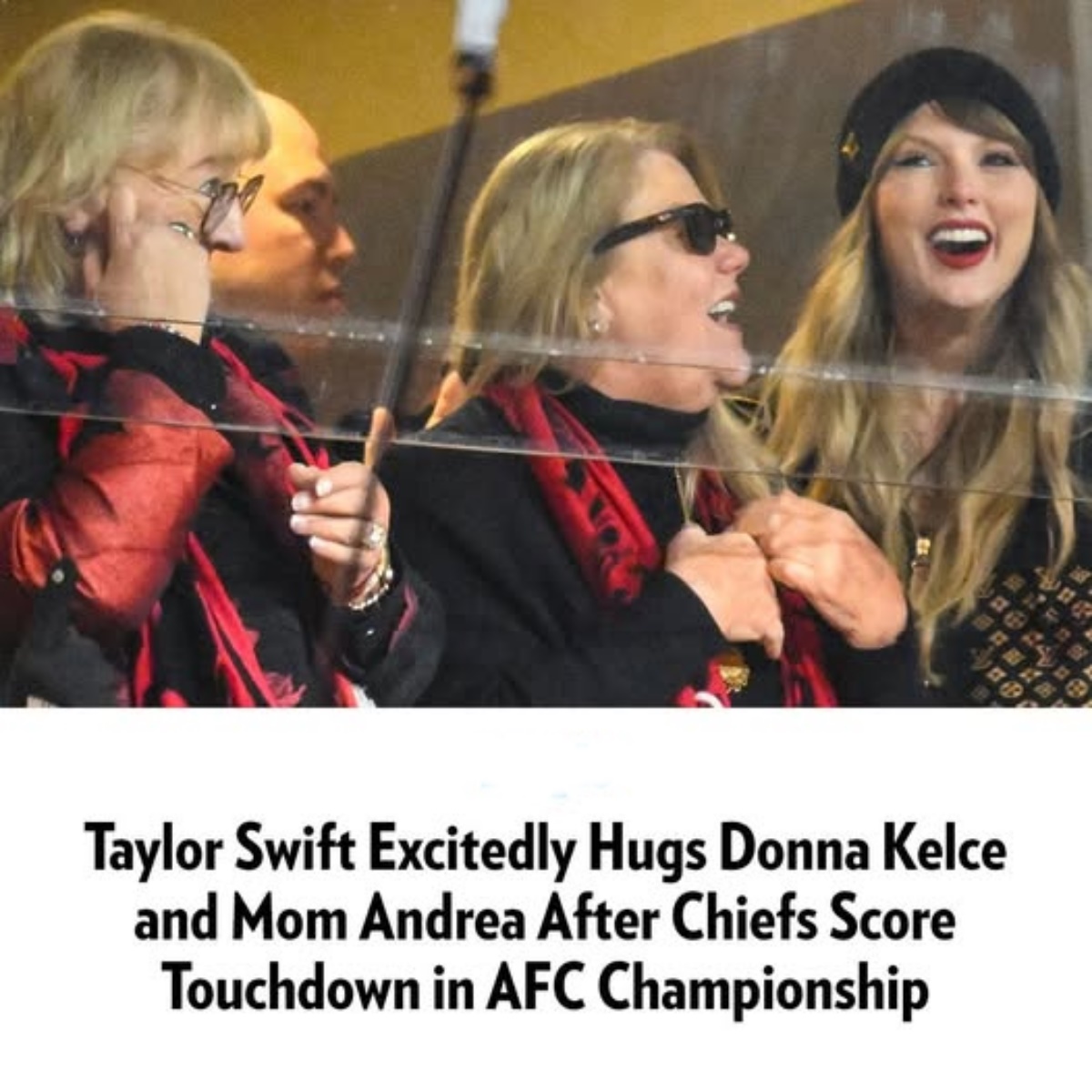 Taylor Swift Excitedly Hugs Donna Kelce and Mom Andrea After Chiefs